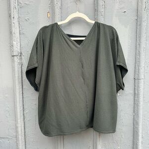 Hackwith Design House Khaki Ribbed Tee, 1/2 (size 1X/2X)